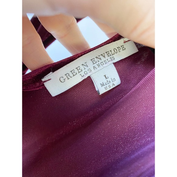 GREEN ENVELOPE Los Angeles Women's Maroon Velvet Sleeveless Mini Dress size L - Picture 10 of 10